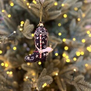 Kurt Adler Black and Gold Cowboy Boot Ornament